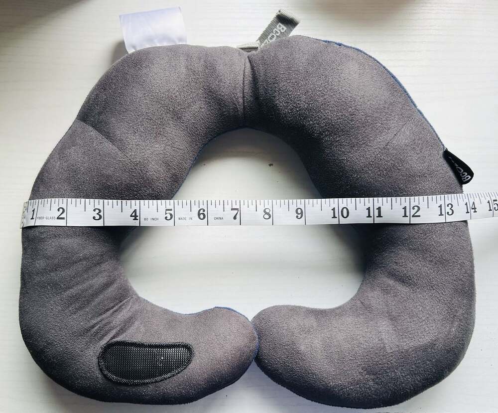 Bcozzy Travel Neck Pillow | Blue | Adjustable Ergonomic Airplane Travel Pillow - Picture 4 of 9